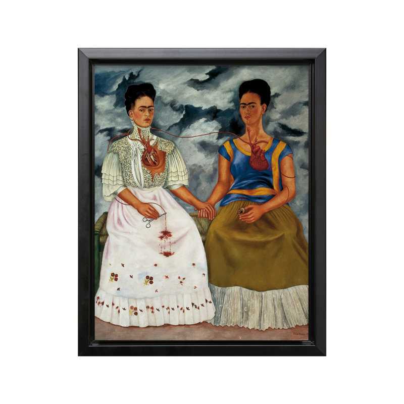 Frida Kahlo - Les deux Fridas, Black Framed, Canvas, 24"H x 32"W