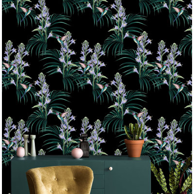 Hummingbird and Palm Leaves Paintable Wall Mural