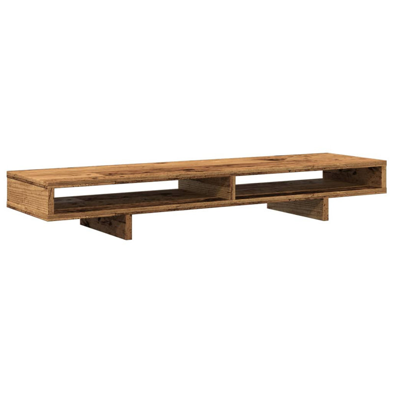 Balzarotti Manufactured Wood Monitor Stand, Old Wood, 15cm H x 100cm W x 27cm D