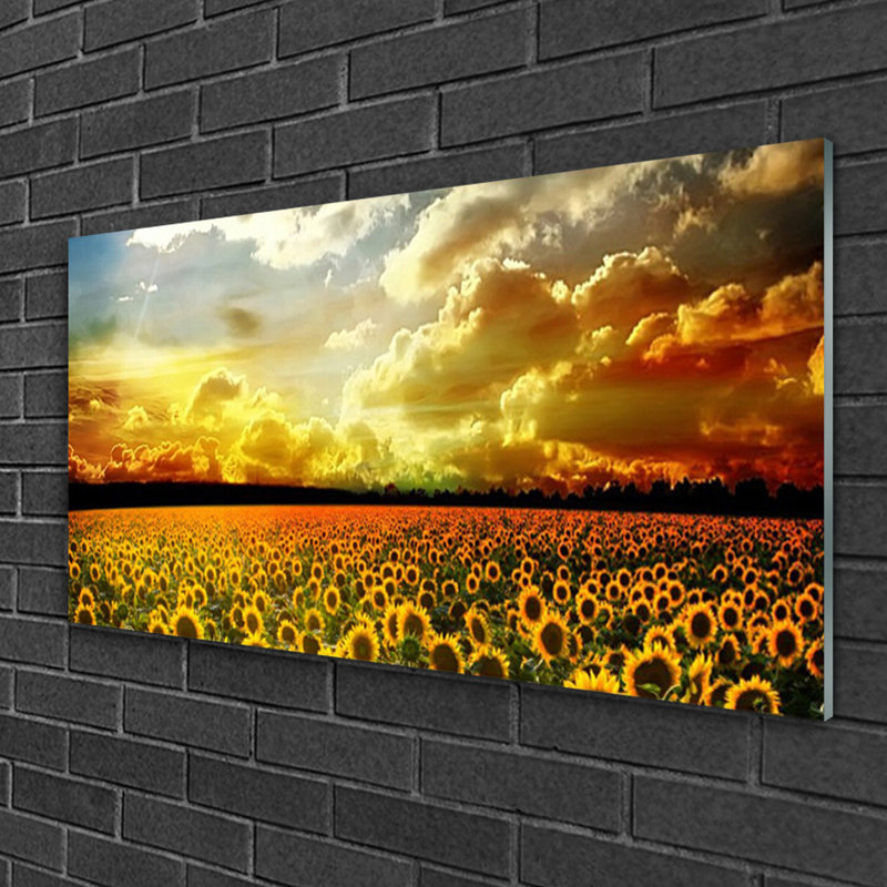 Floral Meadow Sunflowers - No Frame Print on Glass