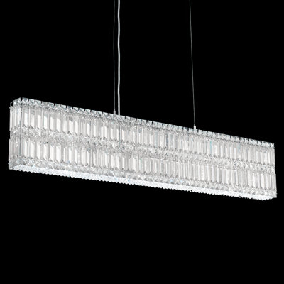 Quantum 17 Light 47in x 9in Pendant in Polished Stainless Steel with Clear Optic Crystals