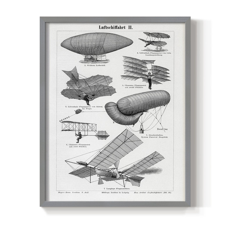 «Industrial Flight», reproduction encadrée - bois massif, Gris, H 15 po x l 12 po