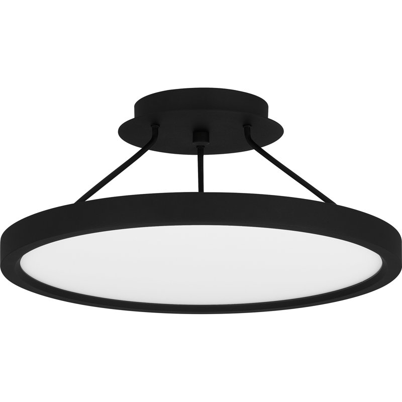 Plafonnier semi-encastré à DEL Out nickel, H 6,8 po x l 15 po x P 15 po, Noir