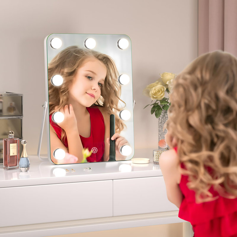 Rectangle Vanity Mirror with Lights, LED Makeup Mirror, 3 Modes Light, Smart Touch Control Dimmable, 360°Rotation with Bluetooth
