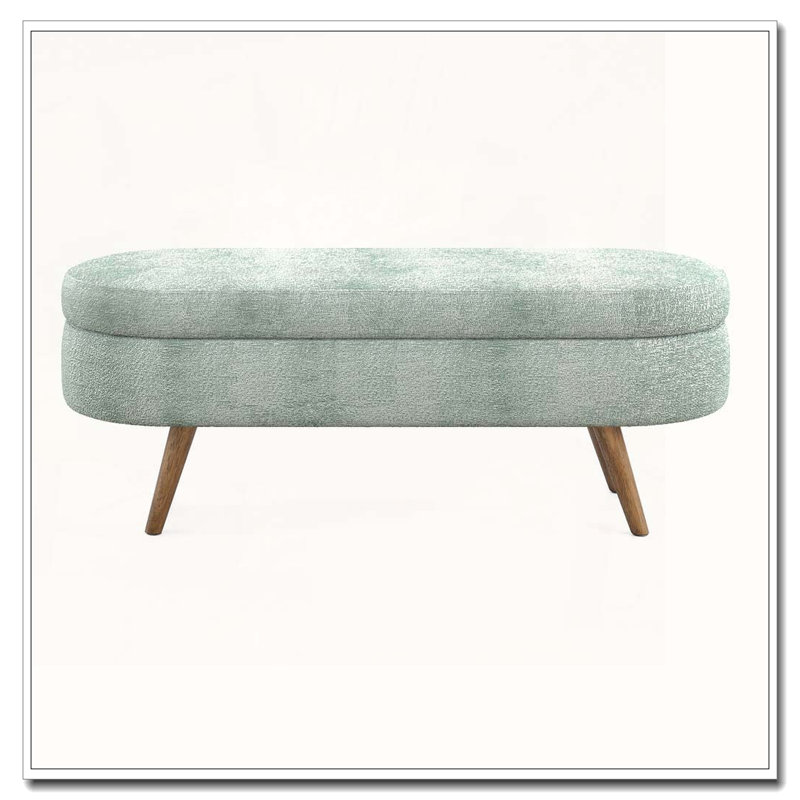 Ottoman Oval Storage Bench, Cyan