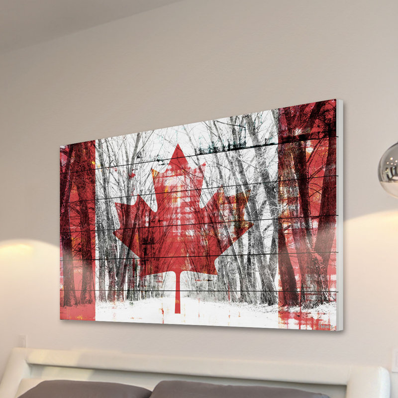 "Canadian Rows Of Trees" par Parvez Taj, reproduction d'art sur bois blanc, H 40 po x l 60 po x P 1,5 po