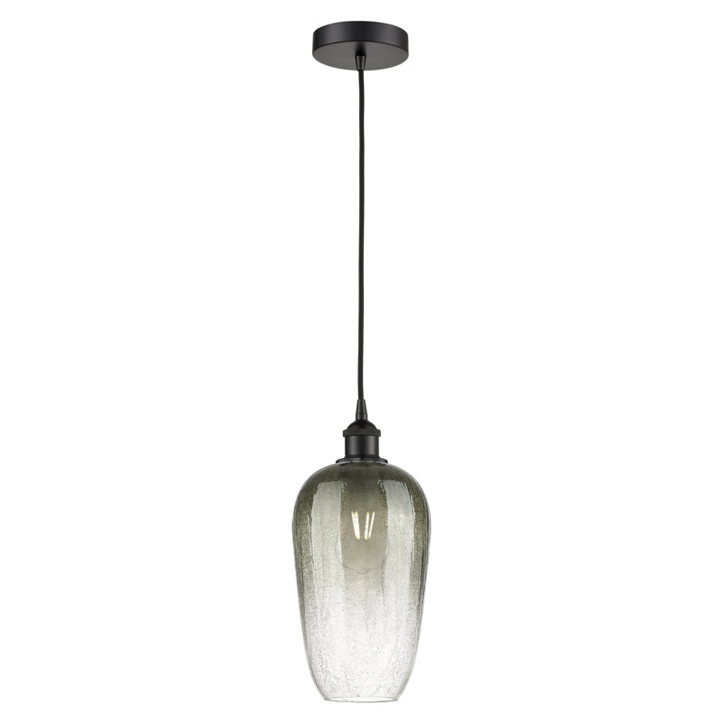 Edison - Caroline - Mini-luminaire suspendu à cordon 1 lumière 7 po, Noir mat, Ardoise
