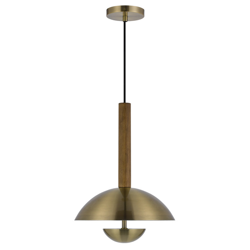 Luminaire suspendu à intensité variable intégré en métal et en bois de bouleau à DEL H 16,5 po Lakeland