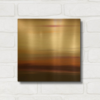 «Sunset 43» par Hilary Winfield, art mural en métal doré, 12 po x 12 po