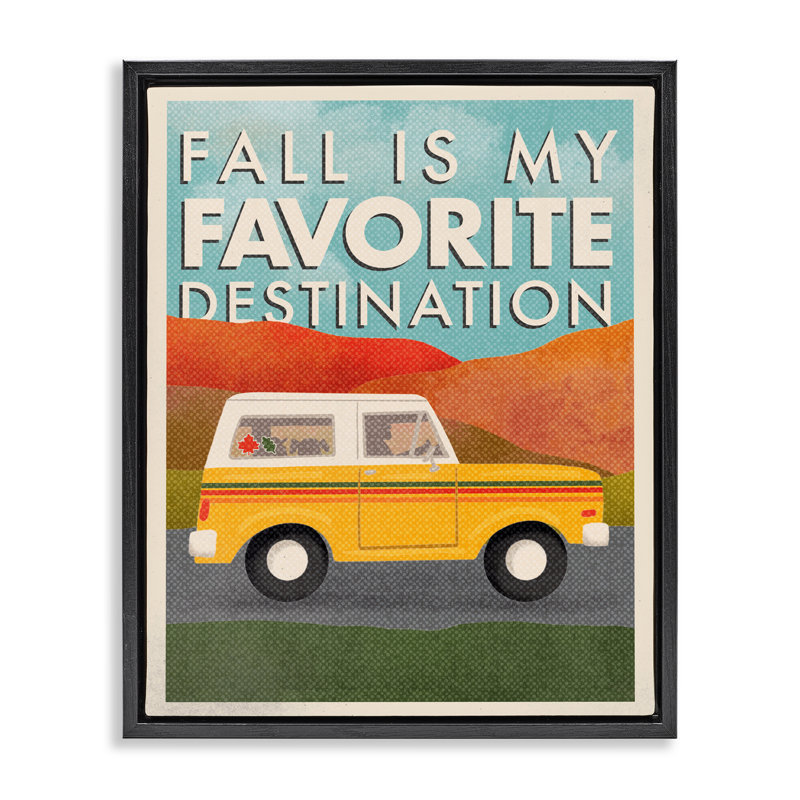 Vintage Fall Favourite Destination Floating Frame, design by Jilly Jack Designs, Jet Black Floater Frame, 21" H x 17" W