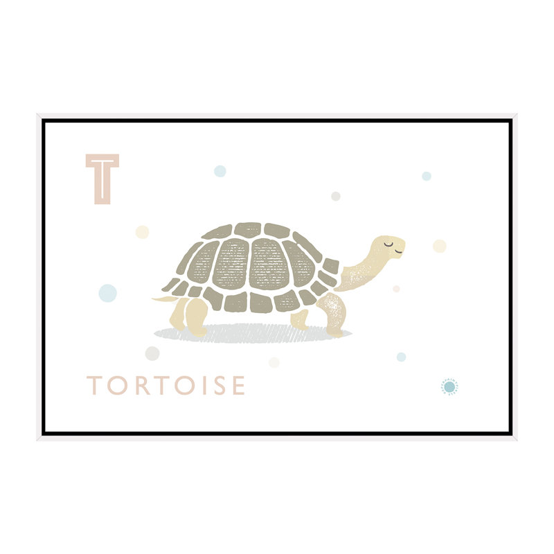 Tortue - imprimé, H 40 po x l 60 po x 1,5 po, Toile blanche encadrée, Aucun mat