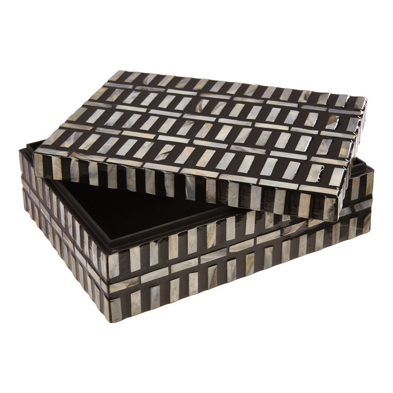 Denzell Wood Accessory Box, 10cm H x 24cm W x 19cm D