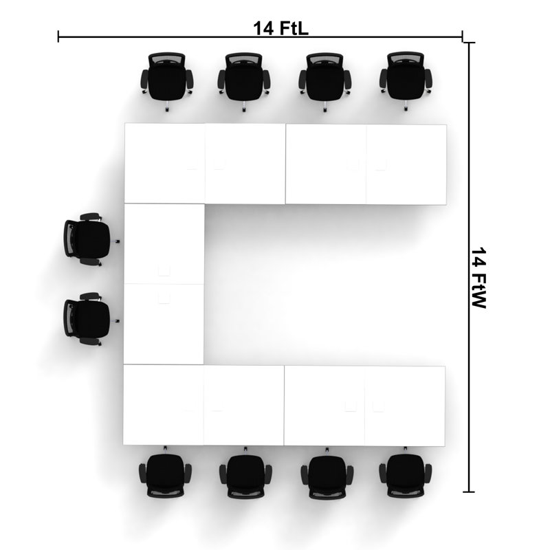 Rectangle 10 Person Flip Top 72'' L Modular Training Table and Chair Set with Casters and Modesty Panel and Cable Management