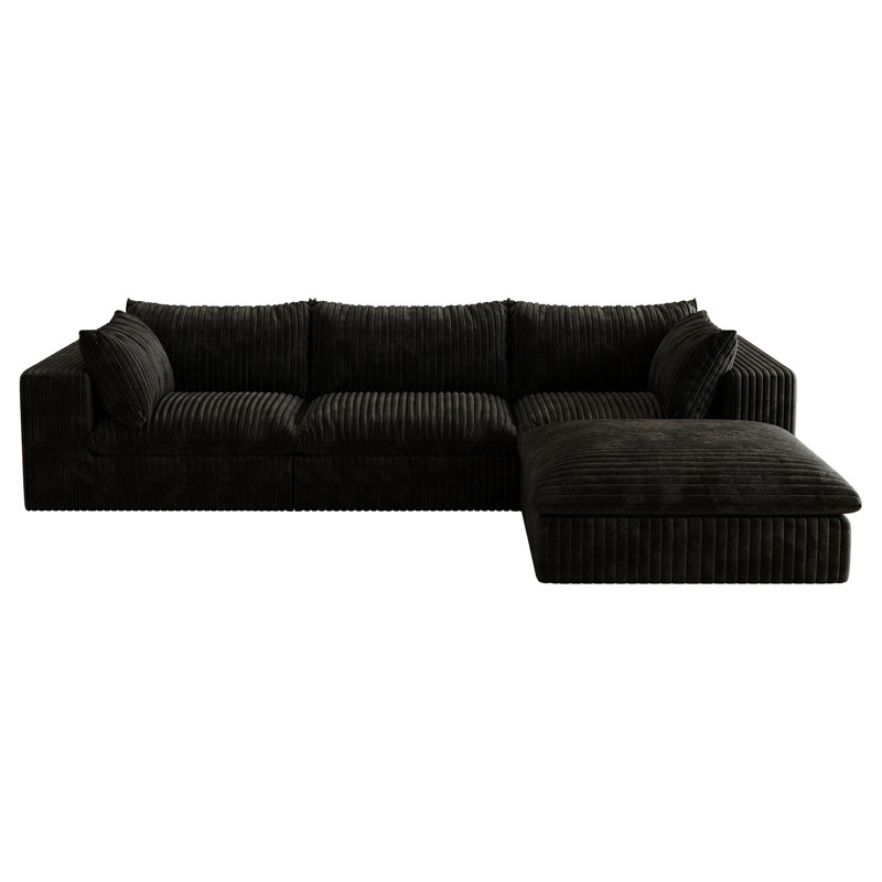 Canapé avec coussin amovible, Black, H 24 po x l 118,2 po x P 78,8 po
