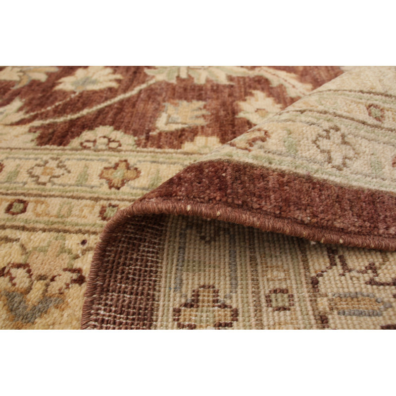 Tapis en laine brun/crème 8 pi 3 po x 10 pi "one-of-a-kind" noué la 2010 ushak Teanna