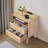 Rattan Nightstand End Table with Open Shelf Boho Bedside Table-1956114072