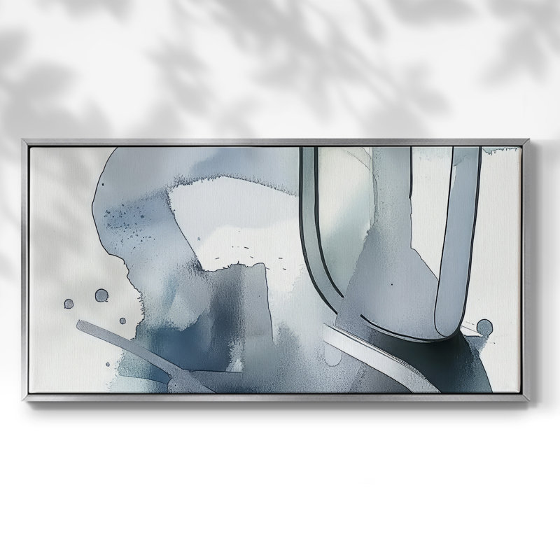 Série abstraite-DCC XXXIV- Toile tendue avec châssis tendue, prête à être accrochée, Argent argent, H 21 po x l 41 po