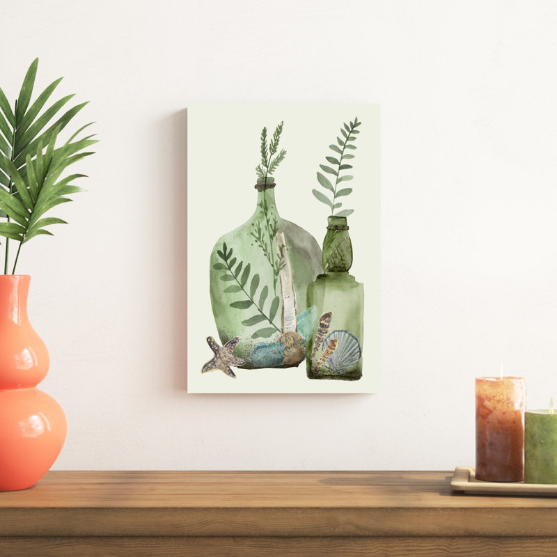«Ocean In A Bottle III» par Melissa Wang - reproduction d'art sur toile tendue, H 18 po x l 12 po