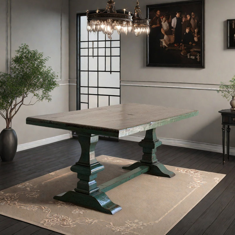 Retro Style Durable Old ERlm Wood Table, 29.92"H x 70.86"L x 31.49"W