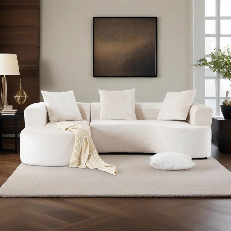 Canapé modulaire de luxe avec méridienne, Chenille beige