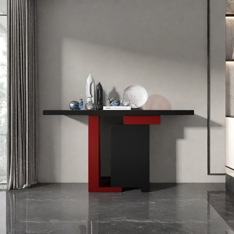 Console Modern Minimalist Art, Noir / Rouge, H 33,46 po x l 47,24 po x P 15,75 po