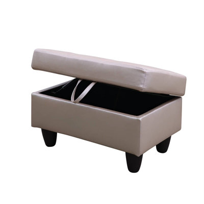 Faux Leather Footrest Ottoman With Foam Padding & Hidden Storage – Modern, Comfortable & Functional Design For Living Room, Bedroom, Office