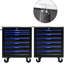 6 chariots à outils avec roues - couleur noire et bleue, acier, rangement verrouillable, comptoirs en acier inoxydable lisse, chariot mobile 6 tiroirs atelier bleu, structure solide, verrouillable, comptoir, 4,