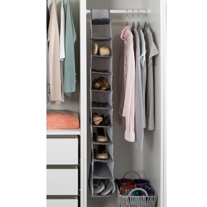 Rangement suspendu à 10 niveaux, H 47 po x l 5,9 po x P 11,8 po, Gris
