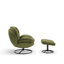 Velvet Swivel With Footstool Accent Chair-1895488094
