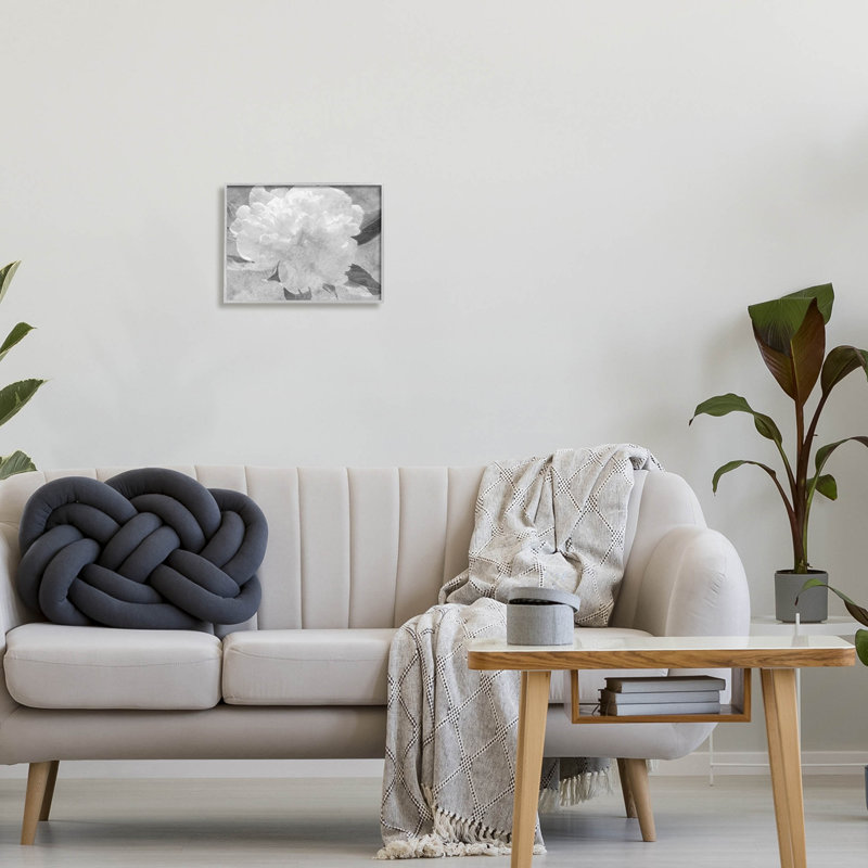 Fleur blanche, art giclée monochrome par Lil 'Rue, H 11 po x l 14 po x P 1,5 po, Estampe numérique Farmhouse