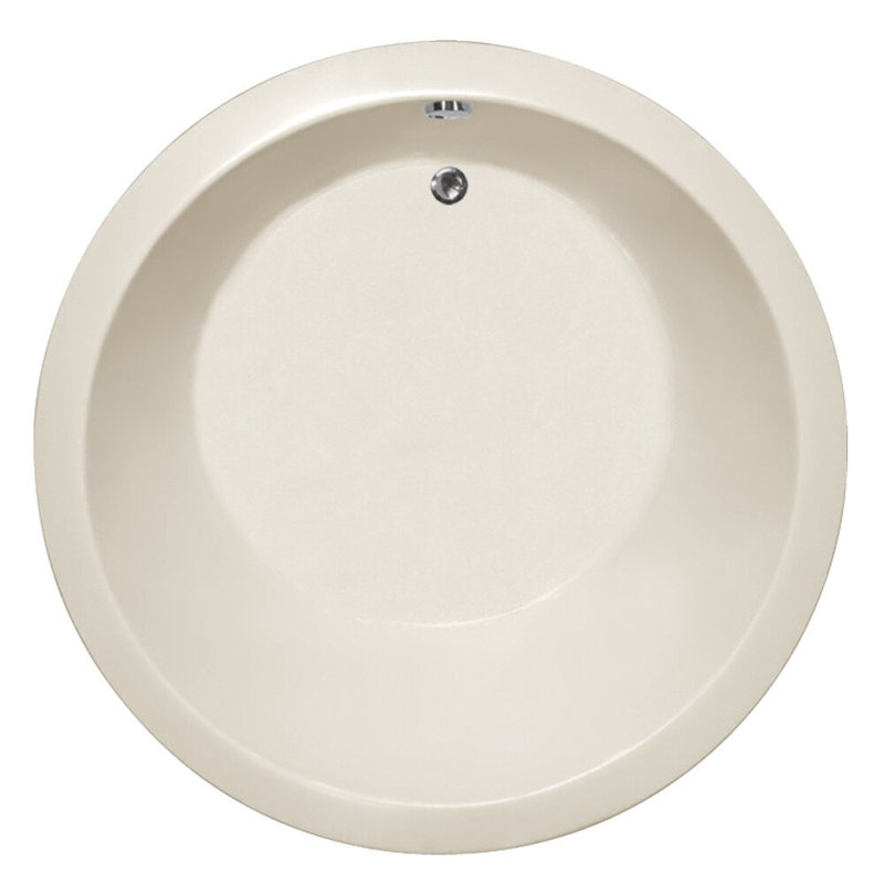 Redondo 69'' x 69'' Soaking Acrylic Bathtub, Biscuit, Polished Chrome