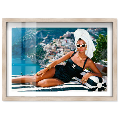 "Vacances Vibes II", reproduction d'art acrylique encadrée par Notoriart, cadre argenté, 24 x 16