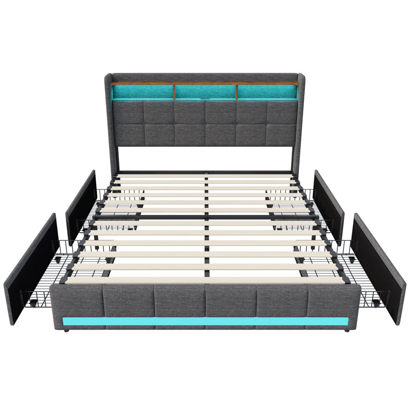 Storage Bed, Double (4'6), Grey