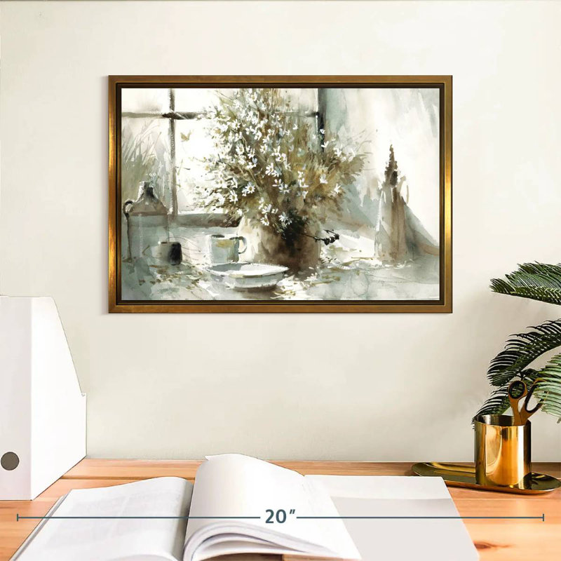 Marguerite, nature morte, Cadre flottant doré, 13 po x 9 po