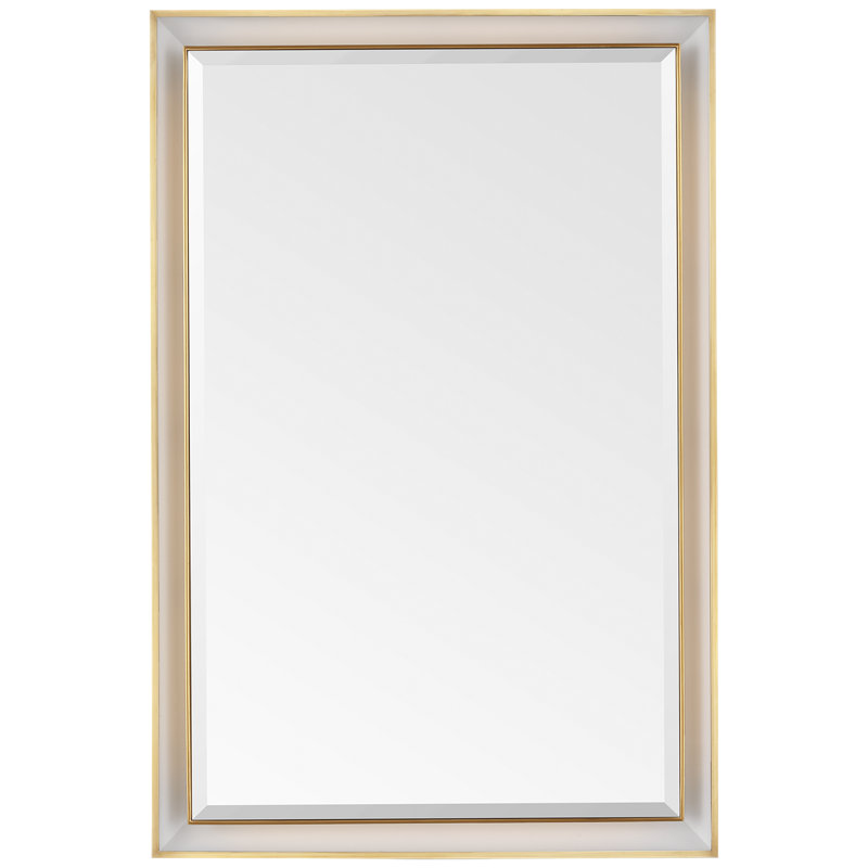Thomas O'Brien Rectangle Lighted Mirror, Hand-Rubbed Antique Brass