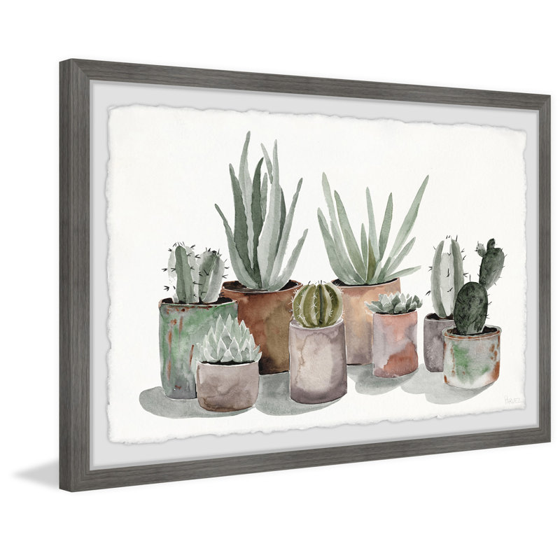 Pastel Succulent Vases by Parvez Taj - Single Picture Frame Painting, 61cmH x 91cmW