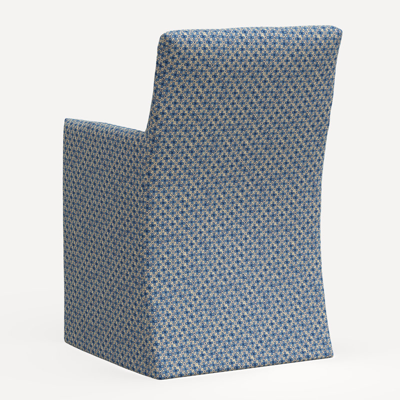 Rekha Slipcover Dining Chair, Jr Aalap Blue Geometric