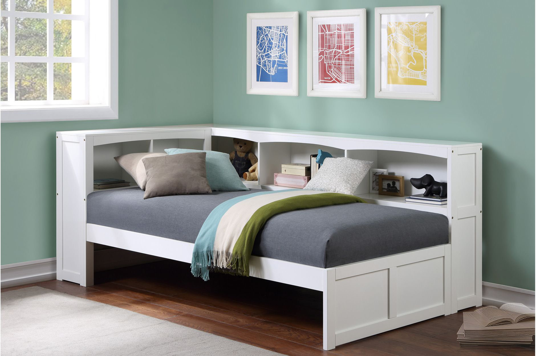 Charlton Home® Georgenne 3-3_Philipa White Transitional Twin Bed And ...