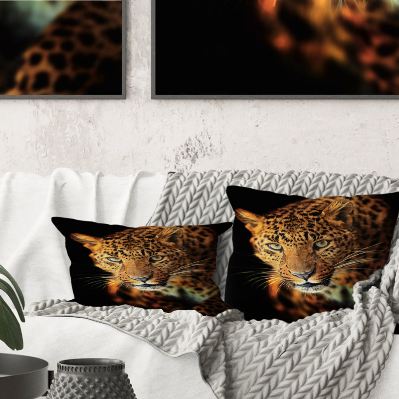 Coussin Portrait d'un léopard, 18 po x 18 po