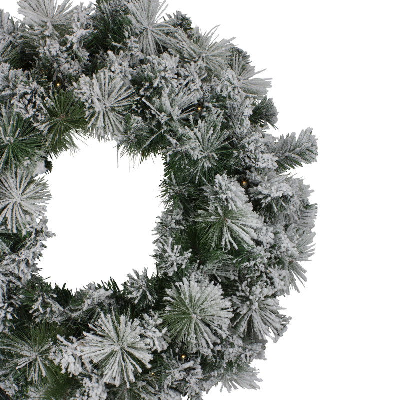 Couronne de Noël artificielle épinette pré-éclairée avec lumières claires de 48 pouces