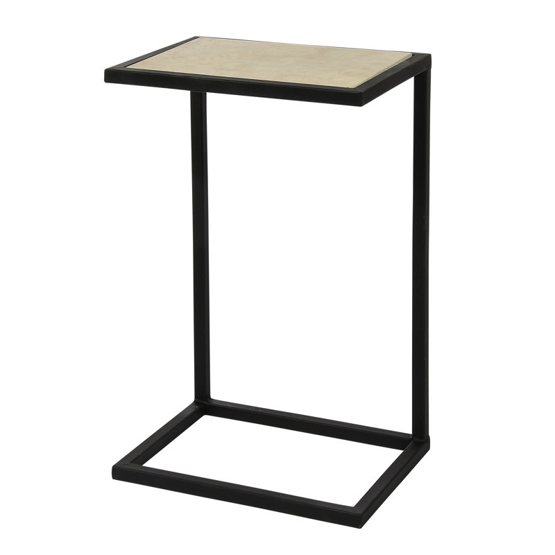 Vegas C End Table, Antique Black, Light Travertine