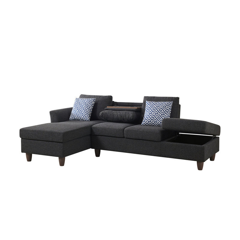 Unités de rangement cachées et coussins décoratifs assortis pour maisons modernes, Noir / lin gris