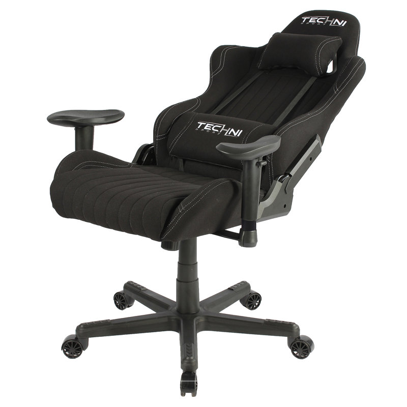 Racer High-Back Black Fabric Ergonomic Gaming Chair with Memory Foam
