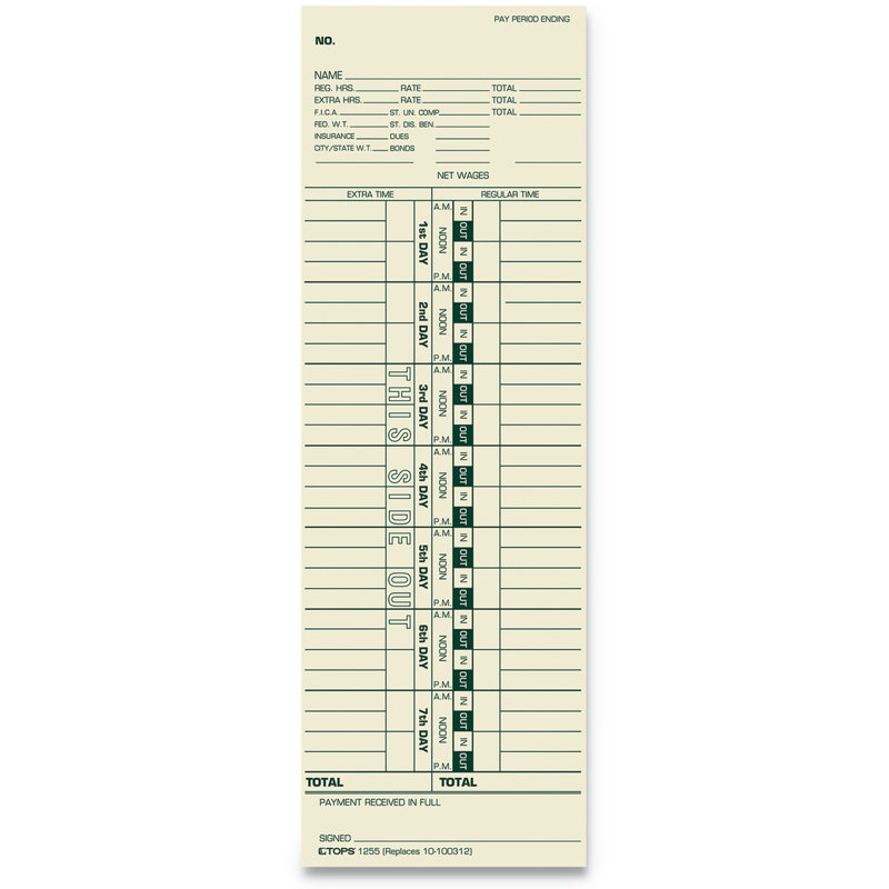 Time Card for Cincinnati Simplex