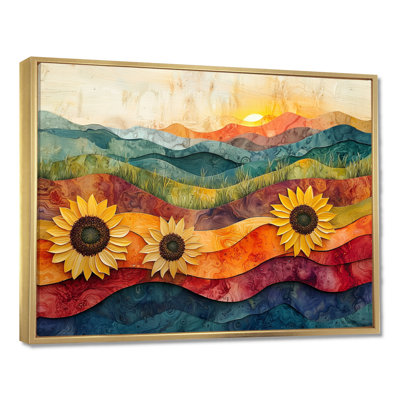 Diyan Color Of Sunflowers Garden At Desert On Slide I - Sunflowers, art mural pour le salon