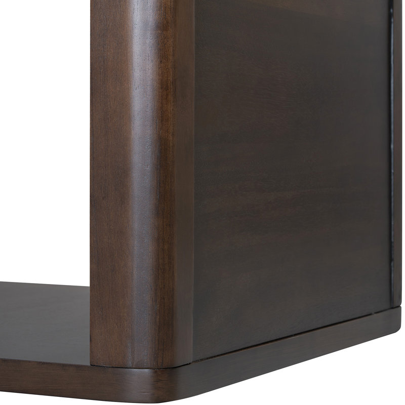 Table de salon: brun foncé, avec table de rangement fonctionnelle brune entrouverte