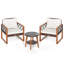 Ensemble de meubles de patio 3 pièces avec plateau en verre trempé et coussins moelleux