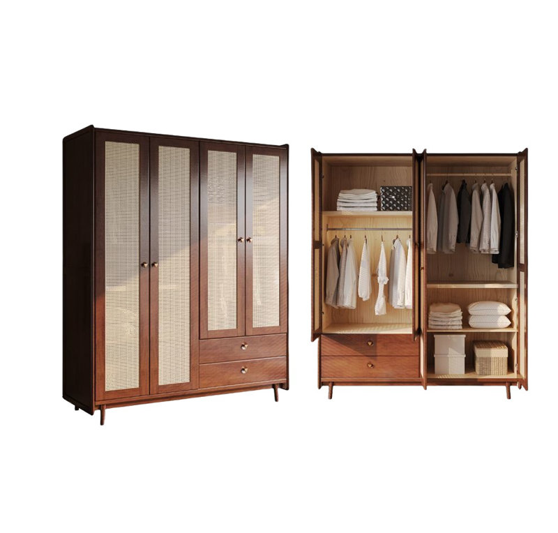 Retro Simple Rattan Wardrobe