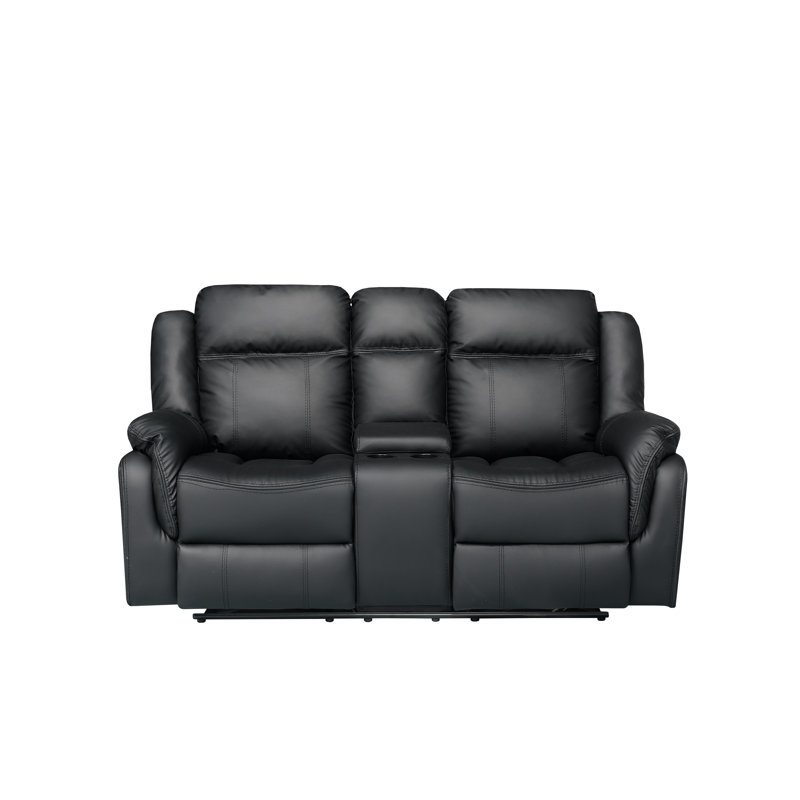 Causeuse inclinable manuelle en similicuir noir, Noir