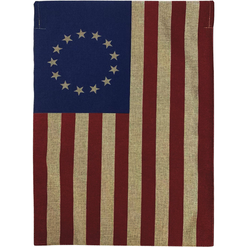 Drapeau de la maison en toile de jute Betsy Ross, Blanc / rouge / bleu / brun